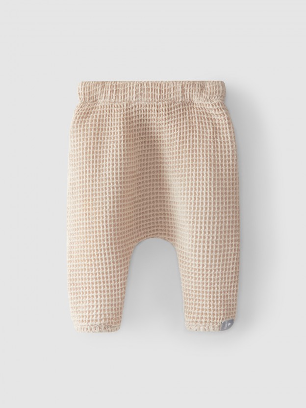 Pantalon pull-up tissu waffle Pantalon pull-up tissu waffle