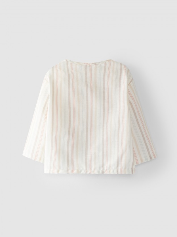 Chemise avec poche � rayures