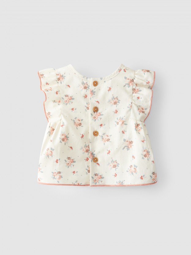 Blusa algod�n org�nico flores