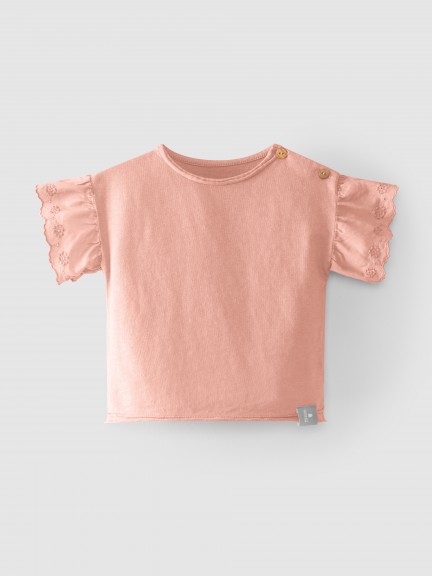 T-shirt mangas de folho bordado