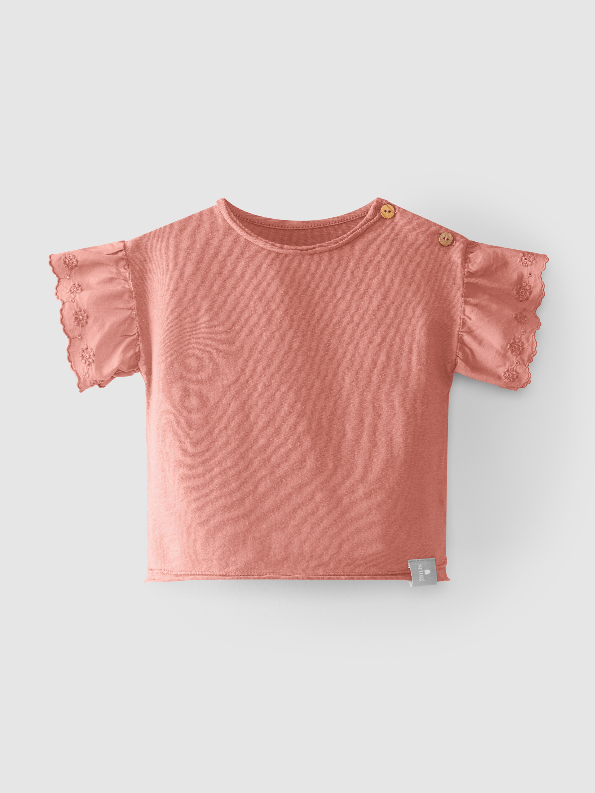 T-shirt sleeves with embroidered ruffle