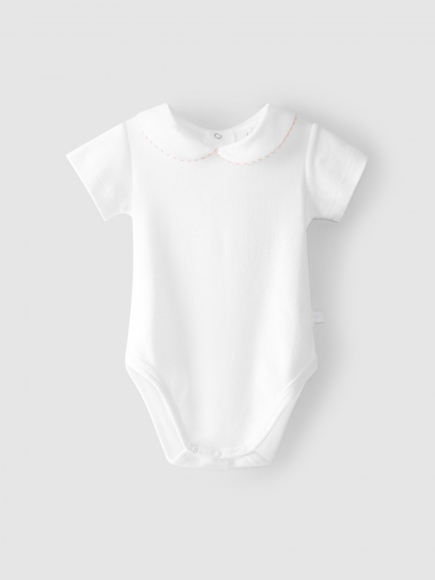 Short-sleeved bodysuit with Peter Pan collar Short-sleeved bodysuit with Peter Pan collar