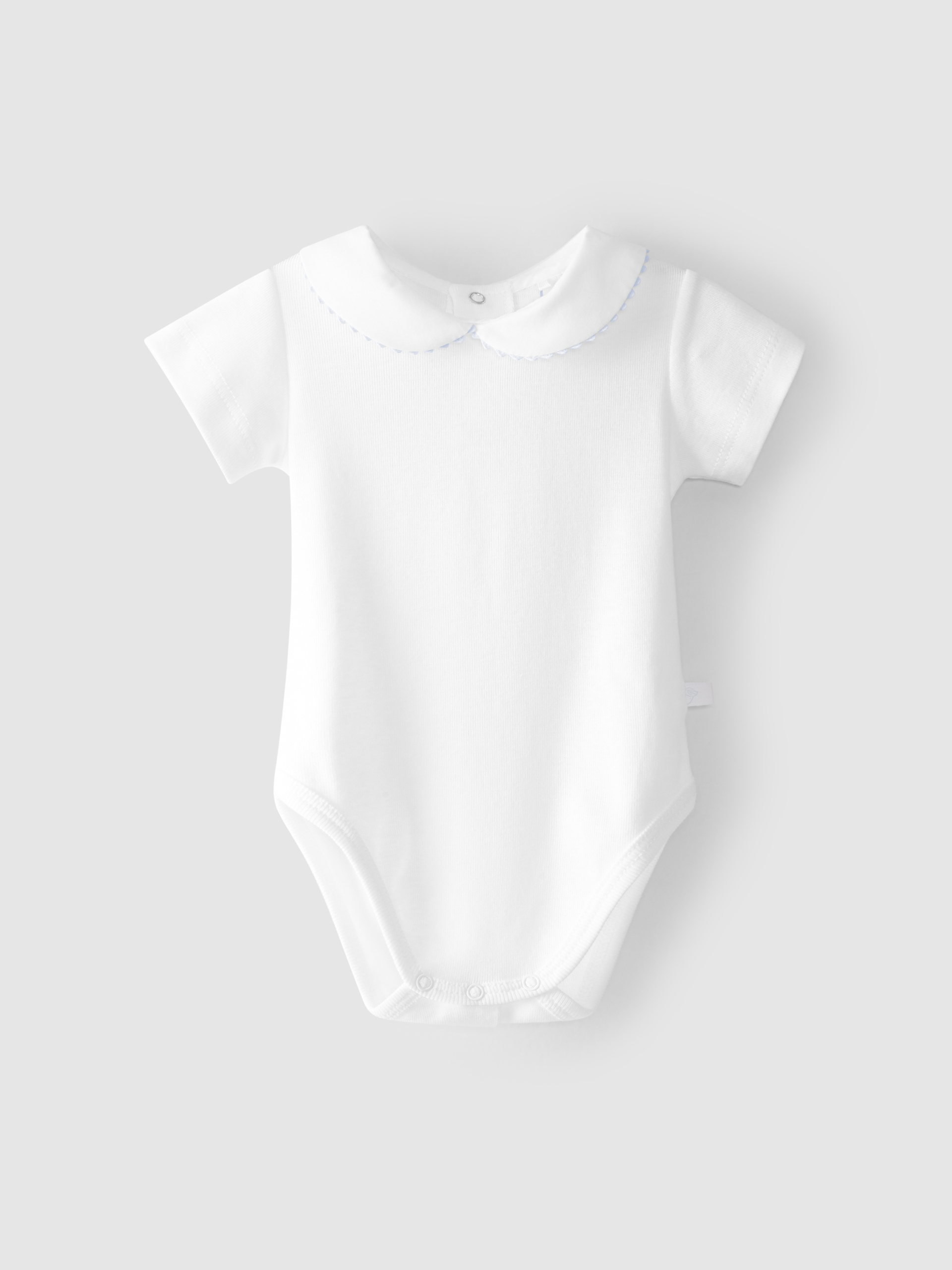Short-sleeved bodysuit with Peter Pan collar