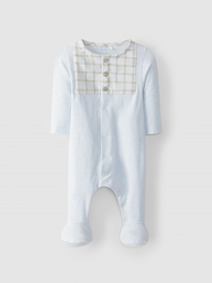 Plaid collarless babygrow Plaid collarless babygrow