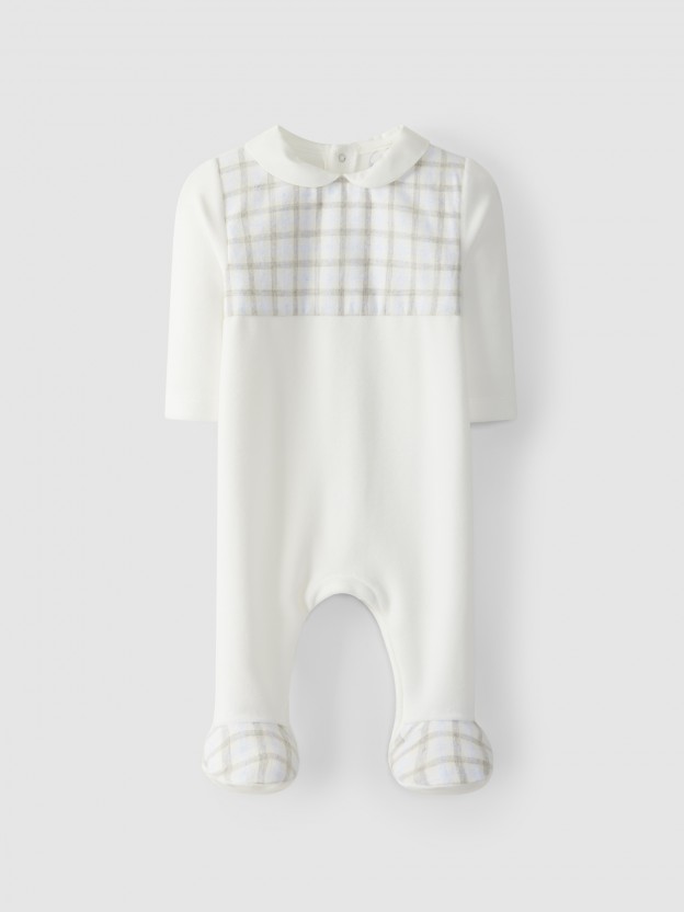 Babygrow with plaid yoke Babygrow with plaid yoke