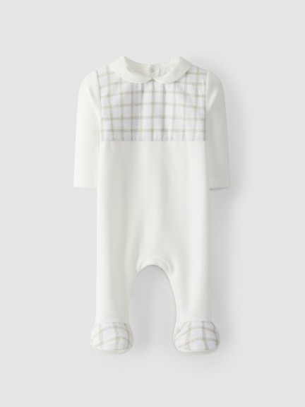 Babygrow with plaid yoke Babygrow with plaid yoke