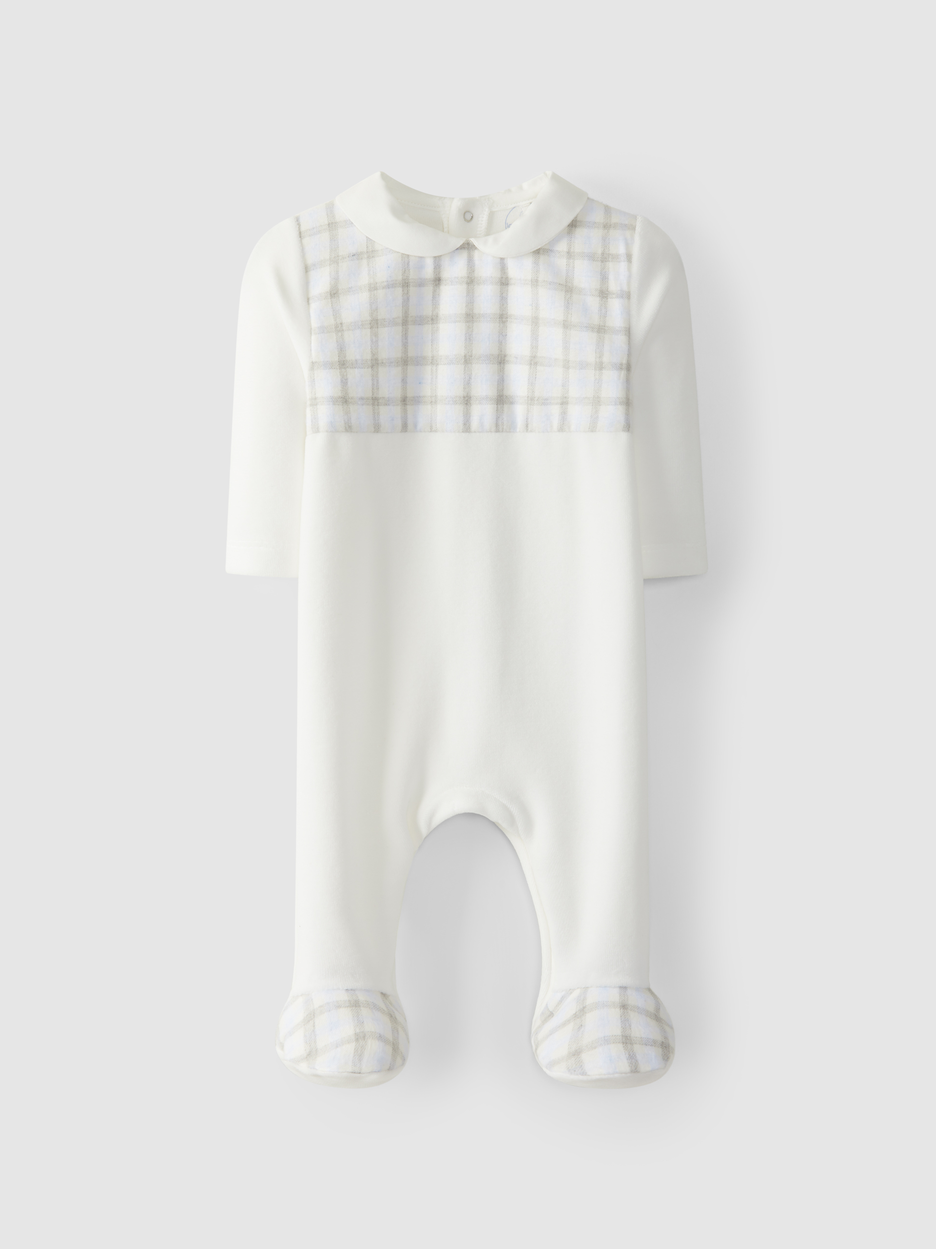 Babygrow with plaid yoke