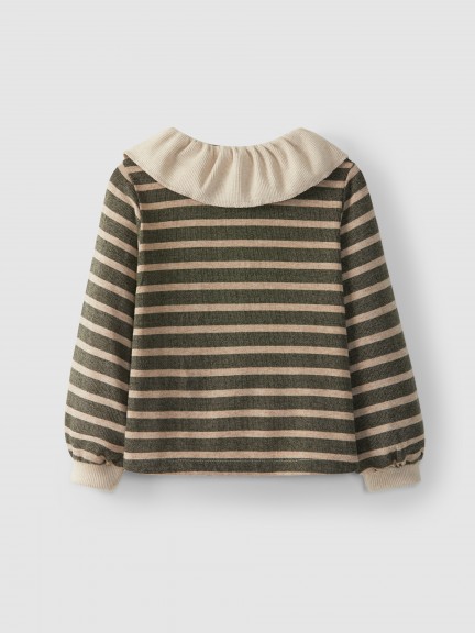 Longsleeve stripes and ruffled collar Longsleeve stripes and ruffled collar