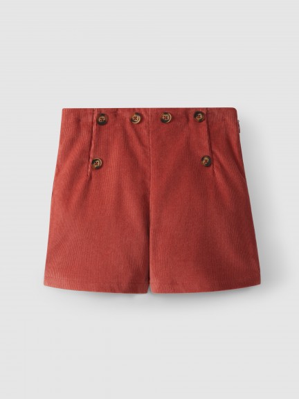 Short en pana con botones decorativos Short en pana con botones decorativos