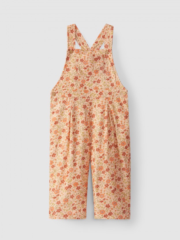 Floral micro-corduroy dungarees Floral micro-corduroy dungarees