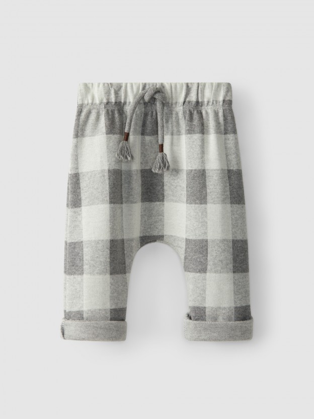 Plaid pull-up pants