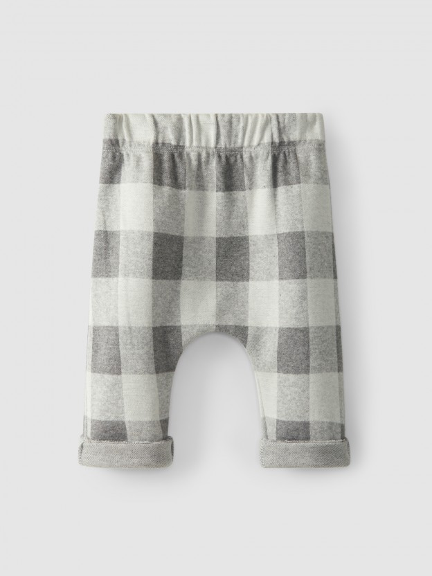 Plaid pull-up pants