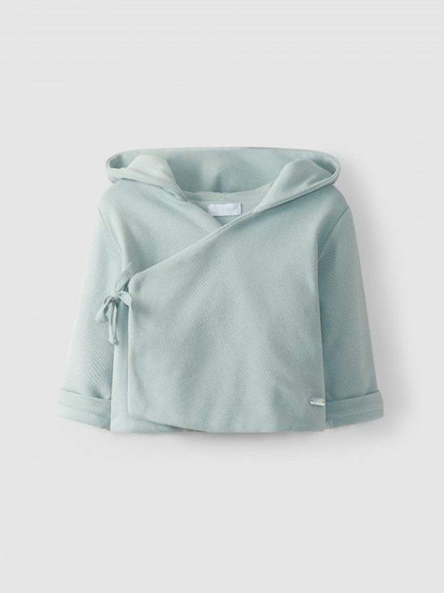 Gilet crois� � capuche