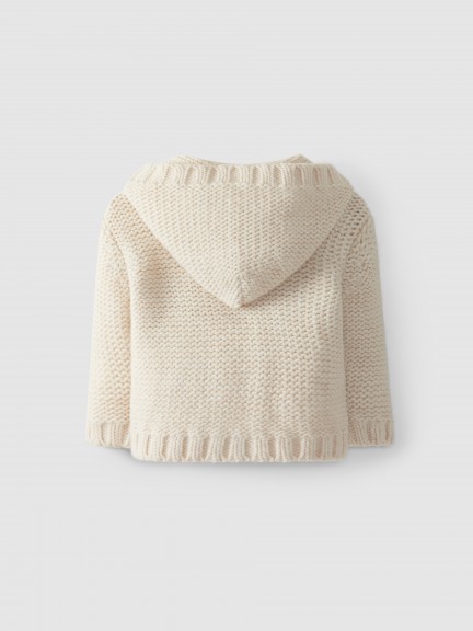 Figure of eight knit stitch coat with hood Figure of eight knit stitch coat with hood