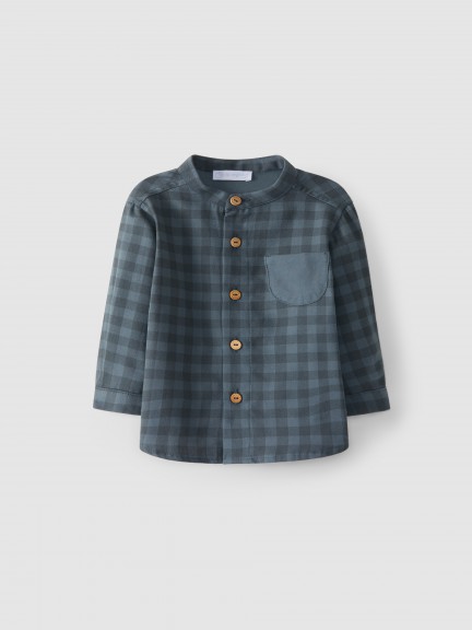 Mandarin collar plaid shirt Mandarin collar plaid shirt