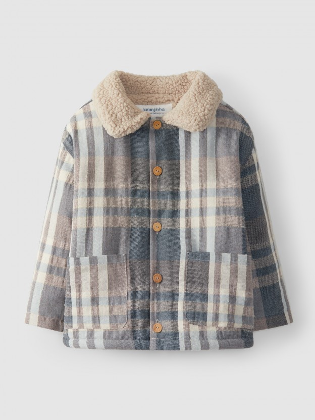 Fur collar overshirt