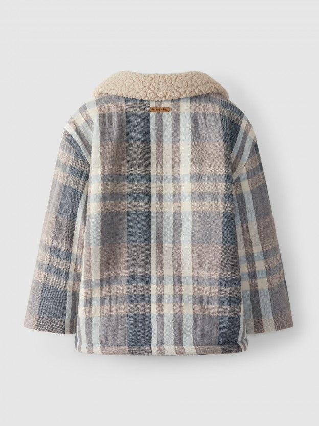 Fur collar overshirt