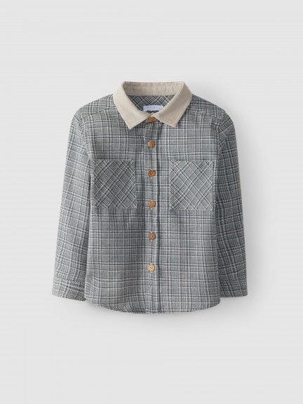 Camisa a cuadros cuello microacanalado