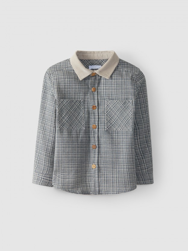 Camisa xadrez gola bombazine