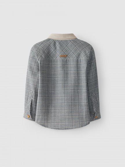 Plaid shirt corduroy collar Plaid shirt corduroy collar