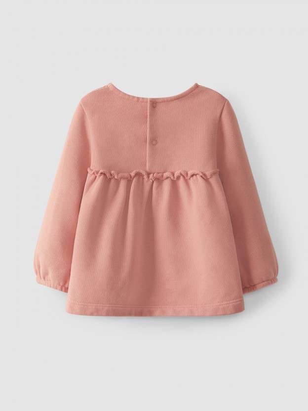 Camisola em felpa e plumeti Camisola em felpa e plumeti