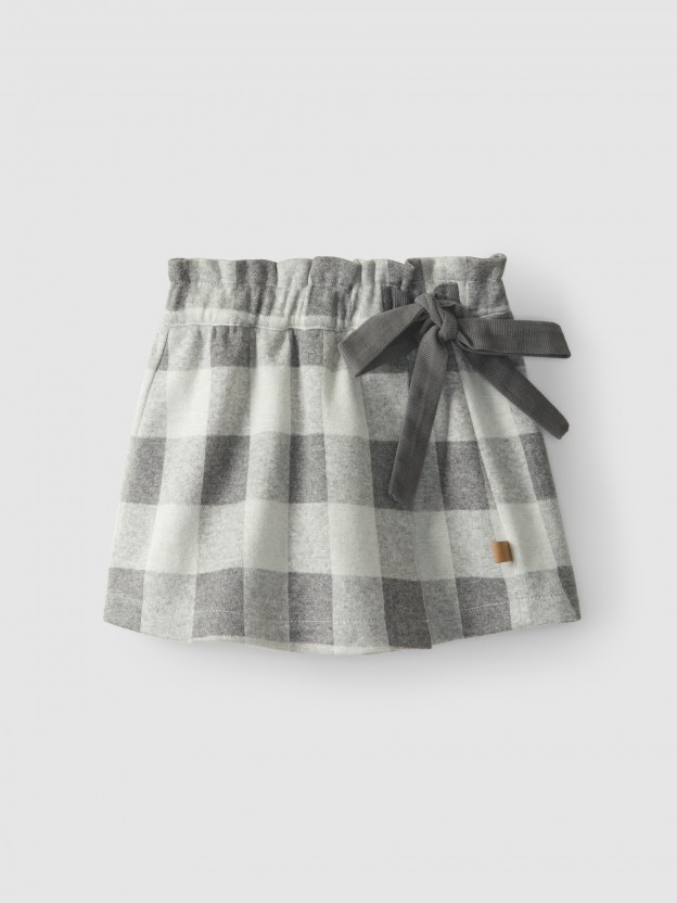 Plaid pull-up skirt shorts