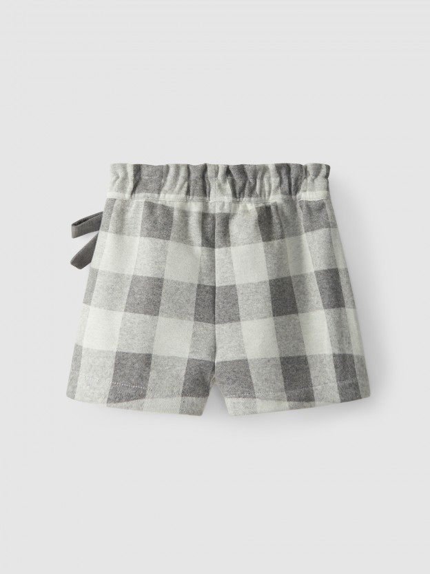 Plaid pull-up skirt shorts