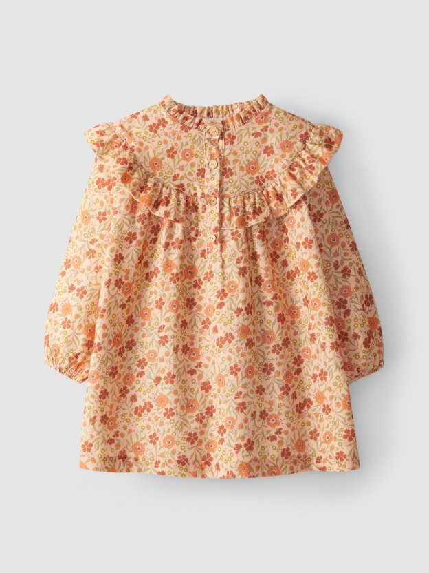 Floral micro-corduroy dress
