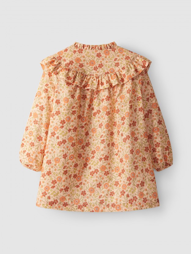 Floral micro-corduroy dress