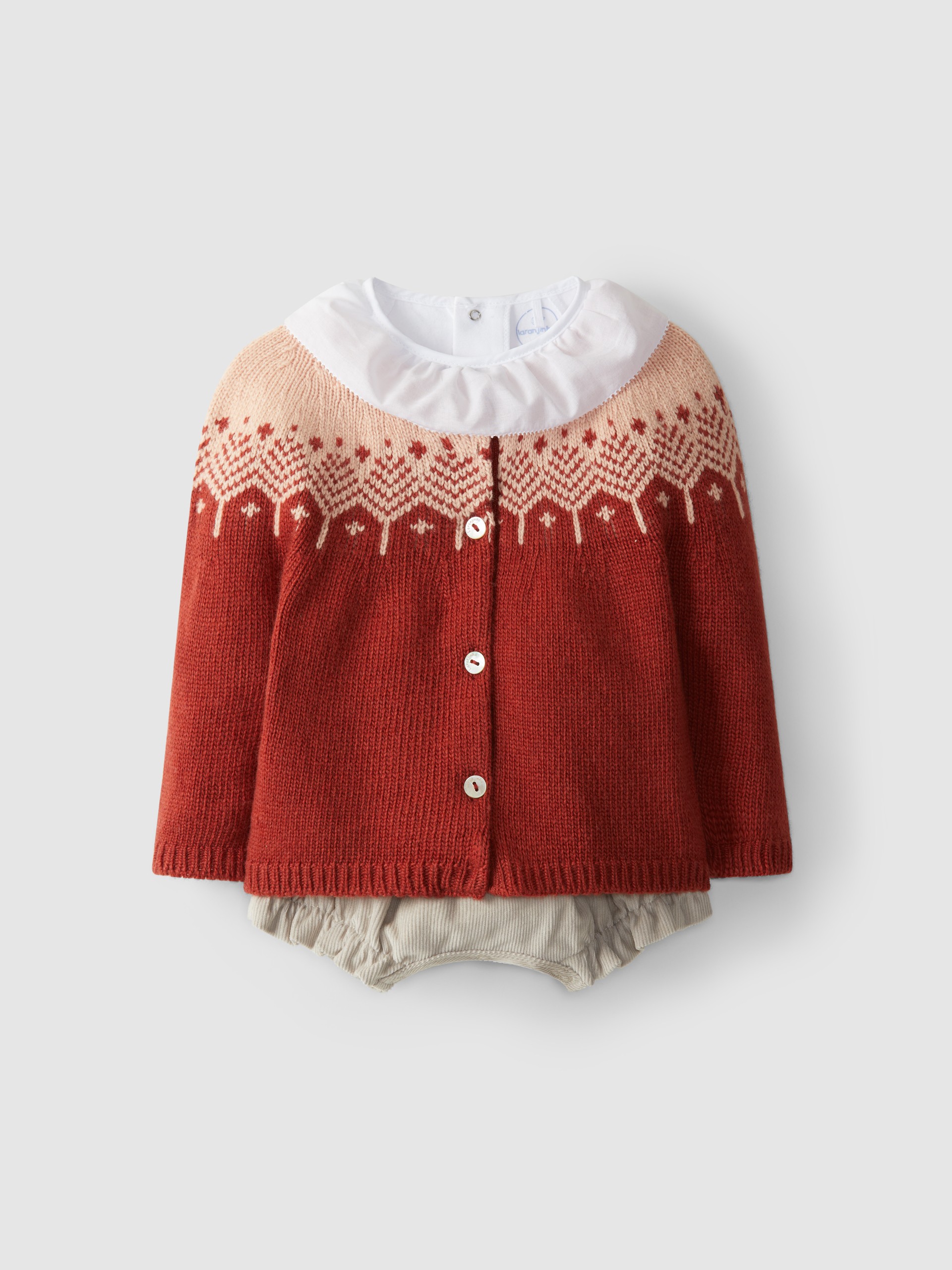 Ensemble col à volant gilet jacquard et short