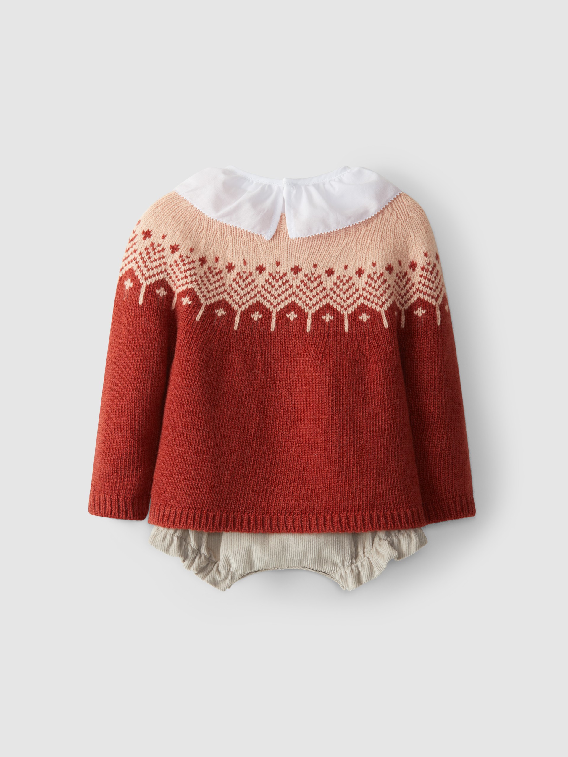 Ensemble col à volant gilet jacquard et short