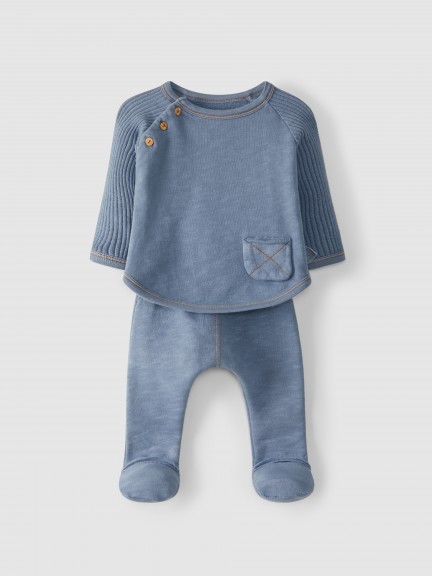 Kit camisola e calças com pé Kit camisola e calças com pé