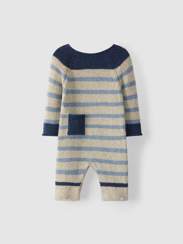 Striped knitted romper