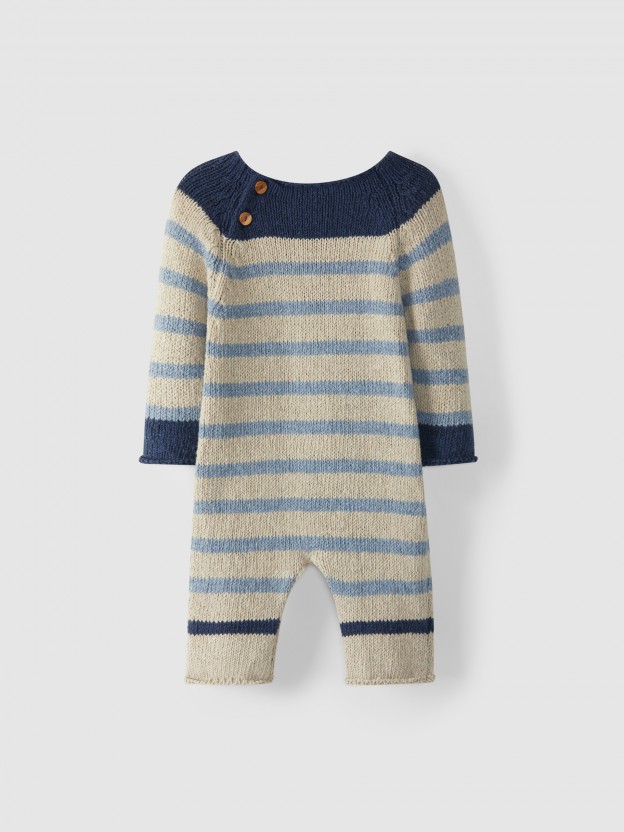Striped knitted romper