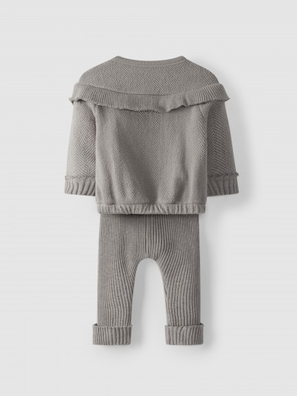 Ribbed jersey sweater with ruffle and pants set Ribbed jersey sweater with ruffle and pants set
