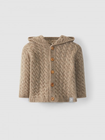 Figure of eight knit stitch cardigan with hood Figure of eight knit stitch cardigan with hood