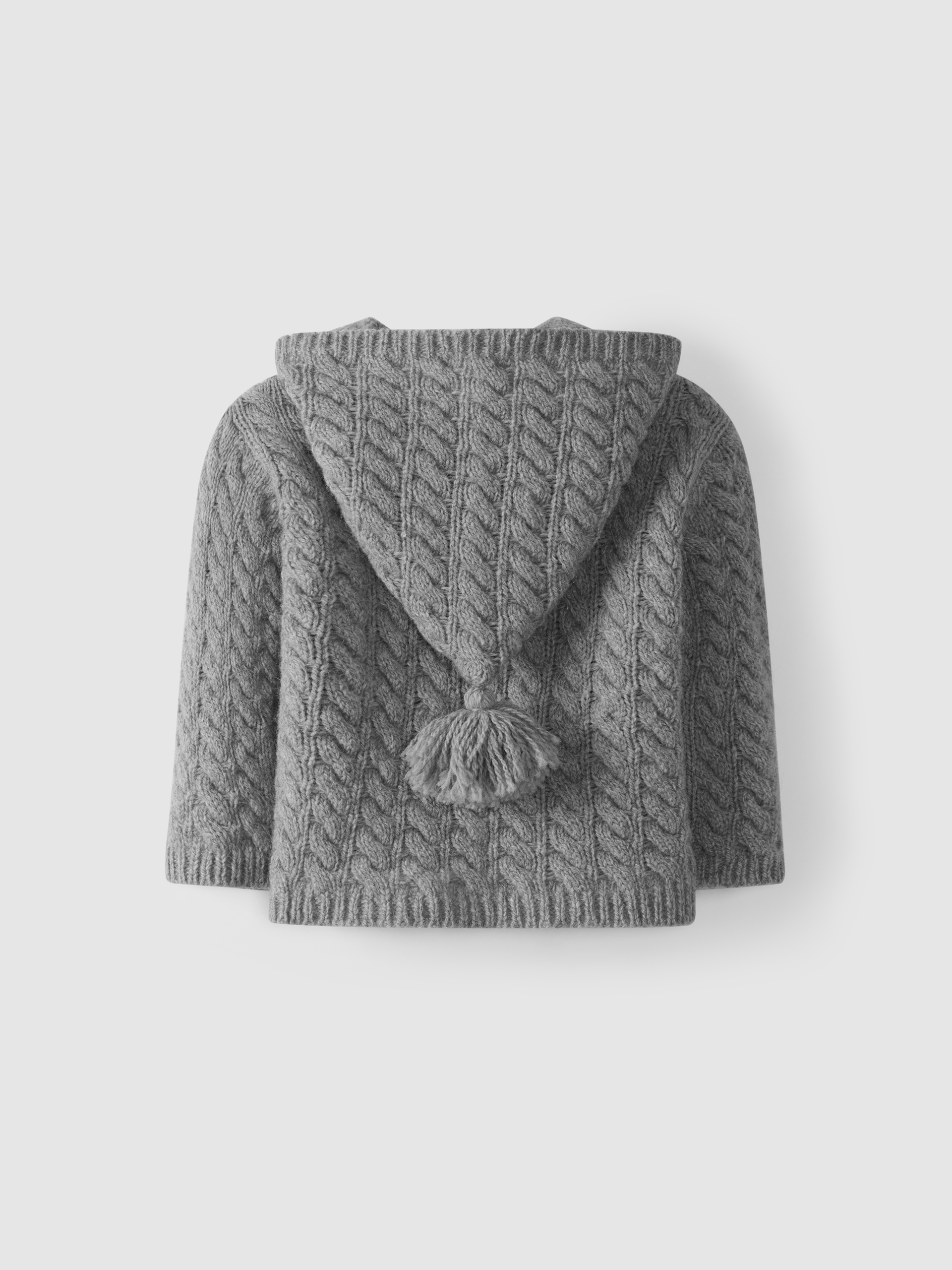 Figure of eight knit stitch cardigan with hood