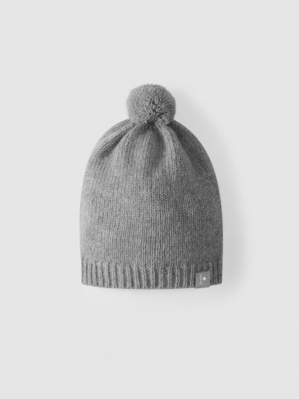 Knitted hat with pom-pom