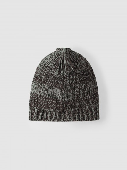 Bonnet avec ruban et pompon coton recyclé Bonnet avec ruban et pompon coton recyclé