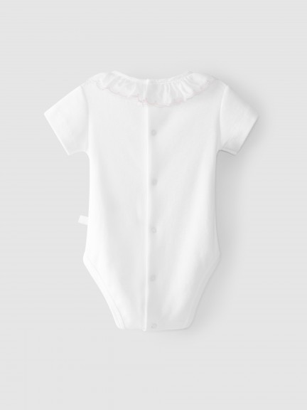 Short-sleeved embroidered collar bodysuit Short-sleeved embroidered collar bodysuit