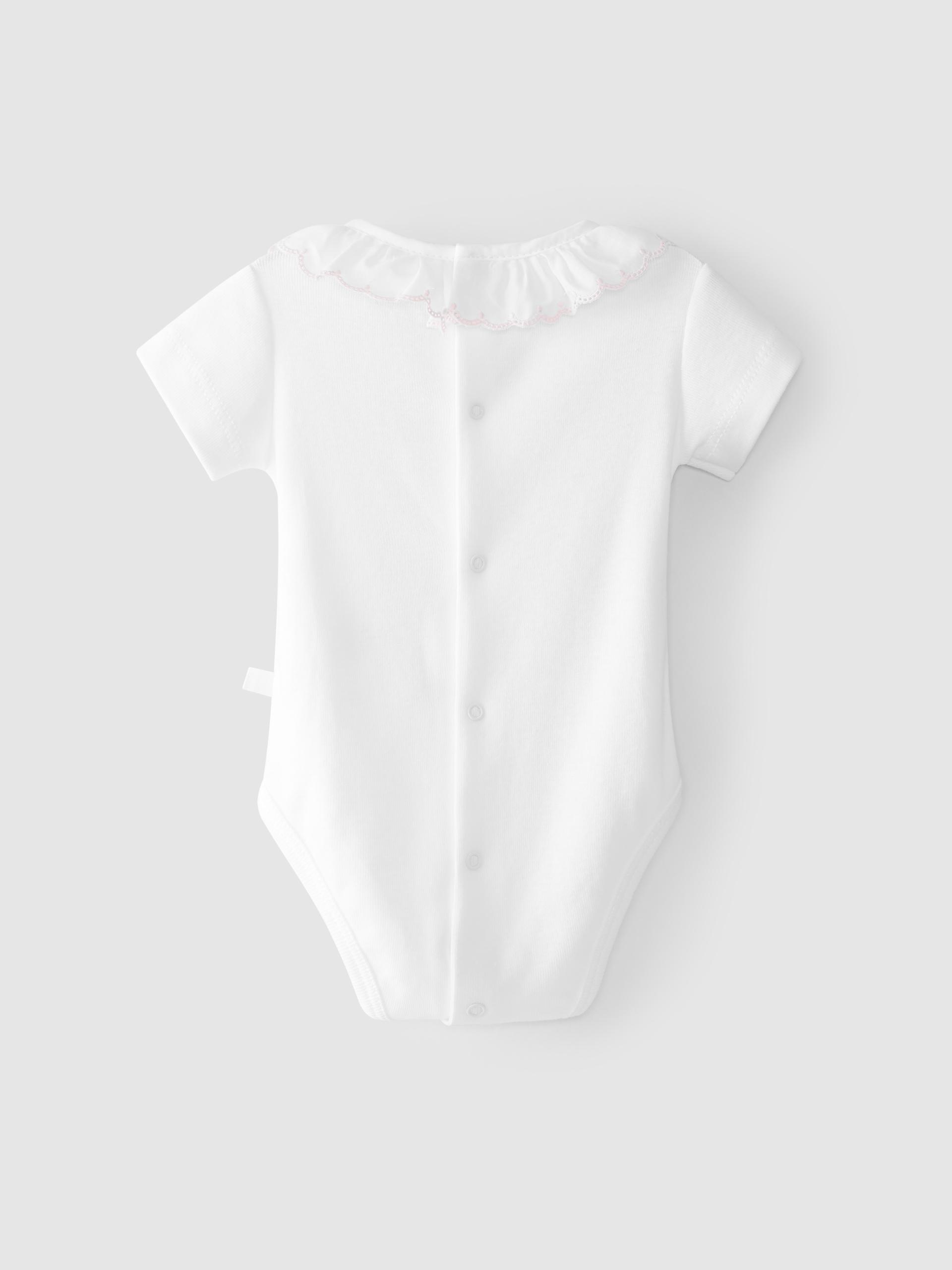Short-sleeved embroidered collar bodysuit