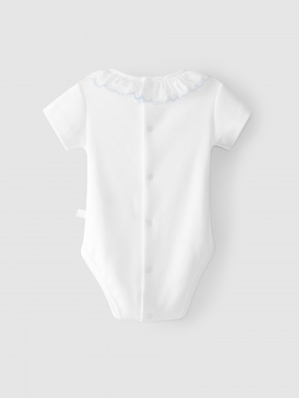 Short-sleeved embroidered collar bodysuit Short-sleeved embroidered collar bodysuit
