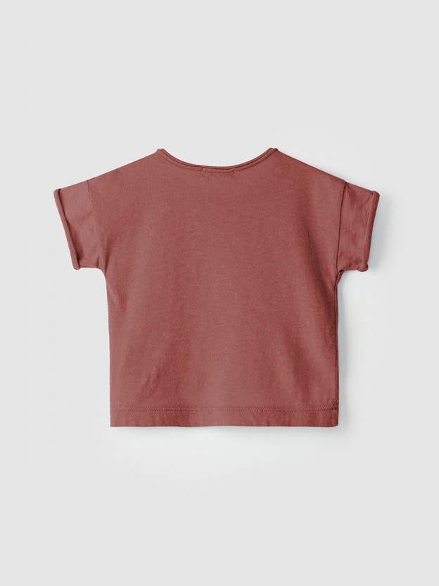 Camiseta de algod�n con mangas enrolladas