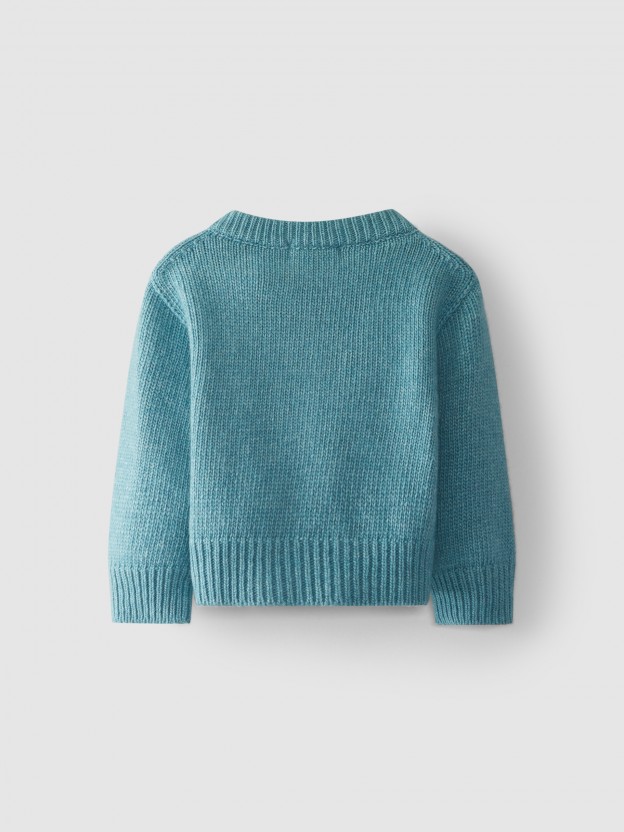 Gilet tricot� � col rond