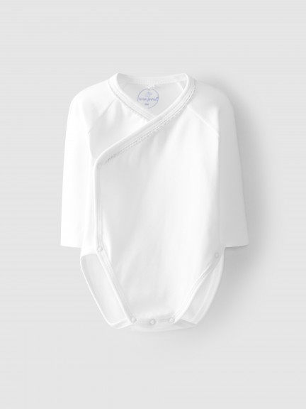 Crossover bodysuit with ribbon detail