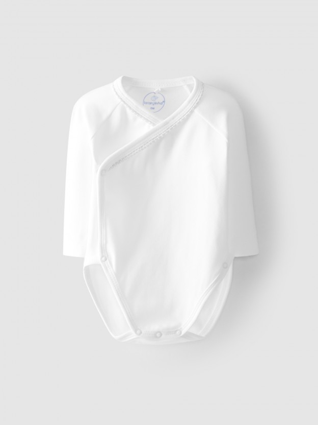 Crossover bodysuit with ribbon detail Crossover bodysuit with ribbon detail