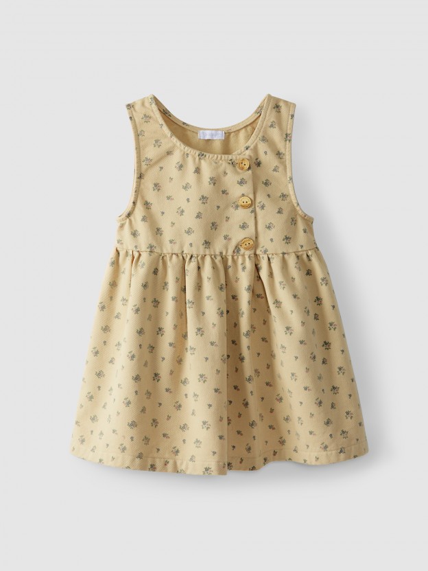 Floral print high-waisted, under-bust skirt with suspenders Floral print high-waisted, under-bust skirt with suspenders