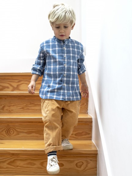 Chemise � col mao � carreaux