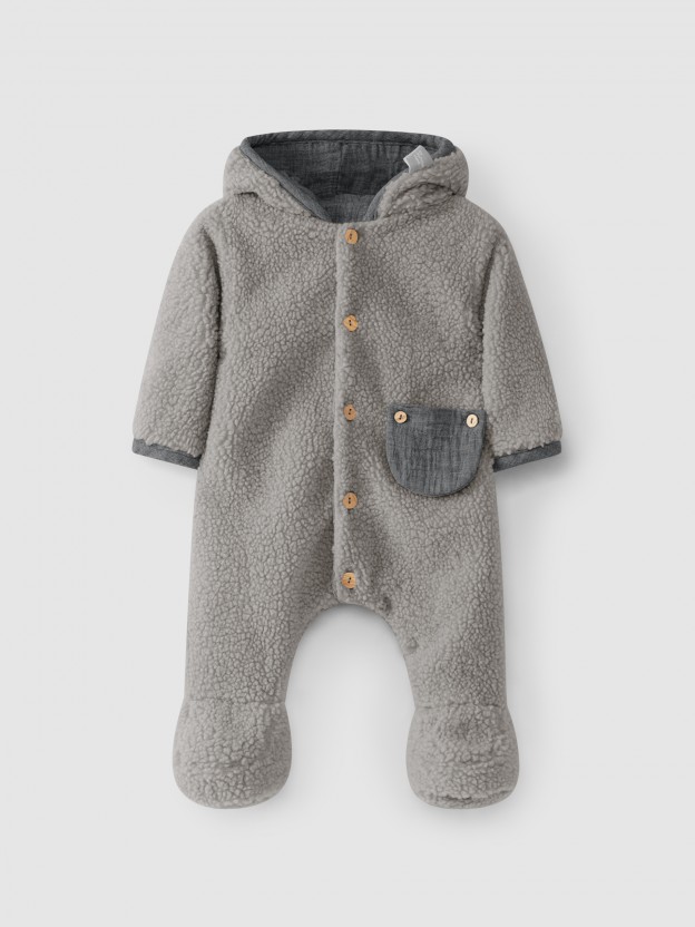 Fur snowsuit with hood Fur snowsuit with hood
