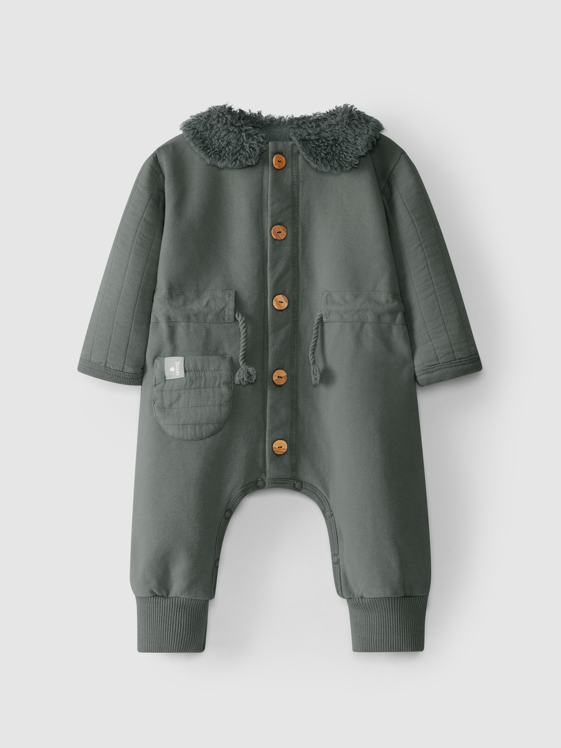 Romper with fur collar